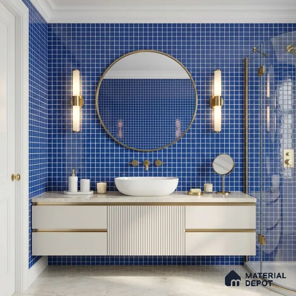 Swimming Pool Mosaic Tile TL 10676 D | 317.6 x 317.6 mm (Chip Size 25x25 mm) Glossy Finish Glass Tile - 5 mm | Suitable For Bathroom, Pool, Kitchen