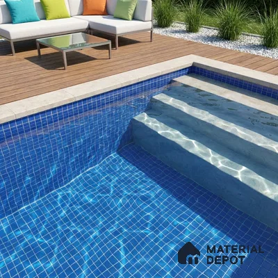 Swimming Pool Mosaic Tile TL 10676 D | 317.6 x 317.6 mm (Chip Size 25x25 mm) Glossy Finish Glass Tile - 5 mm | Suitable For Bathroom, Pool, Kitchen