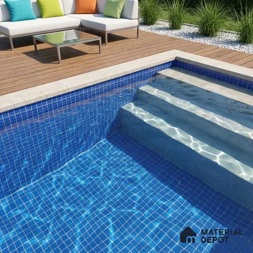 Swimming Pool Mosaic Tile TL 10676 D | 317.6 x 317.6 mm (Chip Size 25x25 mm) Glossy Finish Glass Tile - 5 mm | Suitable For Bathroom, Pool, Kitchen