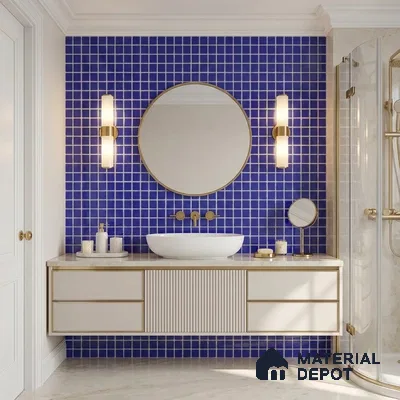 Swimming Pool Mosaic Tile TL 10676 E | 317.6 x 317.6 mm (Chip Size 25x25 mm) Glossy Finish Glass Tile - 5 mm | Suitable For Bathroom, Pool, Kitchen