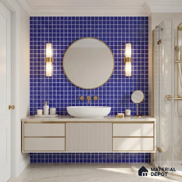 Swimming Pool Mosaic Tile TL 10676 E | 317.6 x 317.6 mm (Chip Size 25x25 mm) Glossy Finish Glass Tile - 5 mm | Suitable For Bathroom, Pool, Kitchen