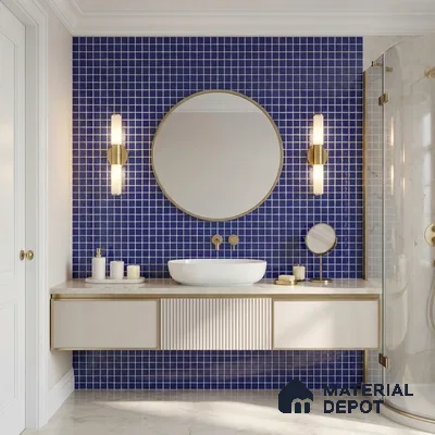 Swimming Pool Mosaic Tile TL 10676 F | 317.6 x 317.6 mm (Chip Size 25x25 mm) Glossy Finish Glass Tile - 5 mm | Suitable For Bathroom, Pool, Kitchen