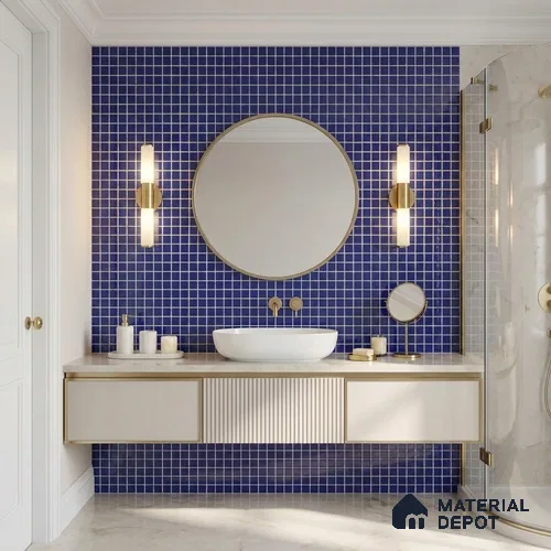 Swimming Pool Mosaic Tile TL 10676 F | 317.6 x 317.6 mm (Chip Size 25x25 mm) Glossy Finish Glass Tile - 5 mm | Suitable For Bathroom, Pool, Kitchen