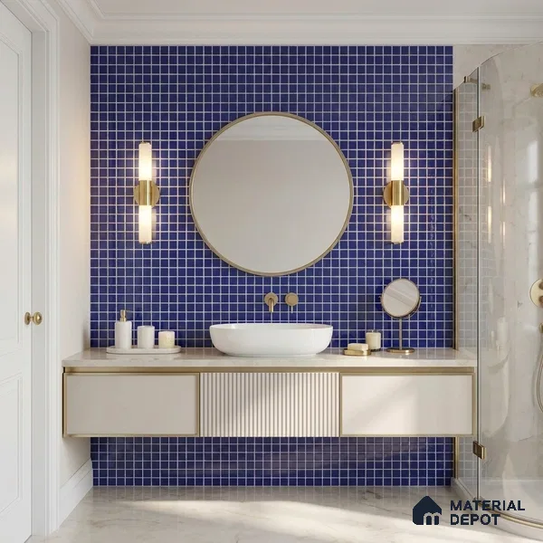 Swimming Pool Mosaic Tile TL 10676 F | 317.6 x 317.6 mm (Chip Size 25x25 mm) Glossy Finish Glass Tile - 5 mm | Suitable For Bathroom, Pool, Kitchen