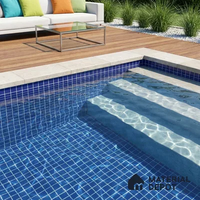 Swimming Pool Mosaic Tile TL 10676 F | 317.6 x 317.6 mm (Chip Size 25x25 mm) Glossy Finish Glass Tile - 5 mm | Suitable For Bathroom, Pool, Kitchen