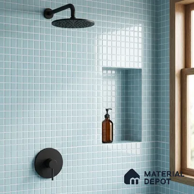 Swimming Pool Mosaic Tile TL 10676 G | 317.6 x 317.6 mm (Chip Size 25x25 mm) Glossy Finish Glass Tile - 5 mm | Suitable For Bathroom, Pool, Kitchen