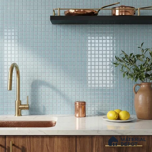 Swimming Pool Mosaic Tile TL 10676 G | 317.6 x 317.6 mm (Chip Size 25x25 mm) Glossy Finish Glass Tile - 5 mm | Suitable For Bathroom, Pool, Kitchen