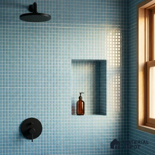 Swimming Pool Mosaic Tile TL 10676 H | 317.6 x 317.6 mm (Chip Size 25x25 mm) Glossy Finish Glass Tile - 5 mm | Suitable For Bathroom, Pool, Kitchen