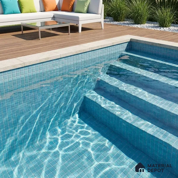 Swimming Pool Mosaic Tile TL 10676 H | 317.6 x 317.6 mm (Chip Size 25x25 mm) Glossy Finish Glass Tile - 5 mm | Suitable For Bathroom, Pool, Kitchen