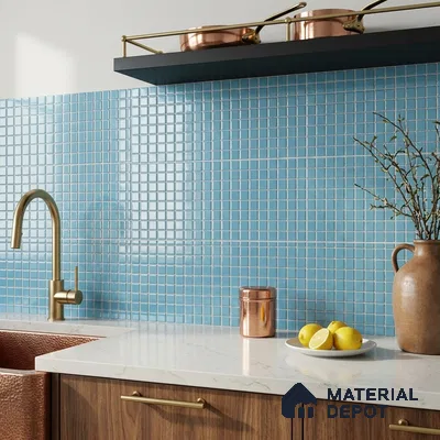 Swimming Pool Mosaic Tile TL 10676 I | 317.6 x 317.6 mm (Chip Size 25x25 mm) Glossy Finish Glass Tile - 5 mm | Suitable For Bathroom, Pool, Kitchen