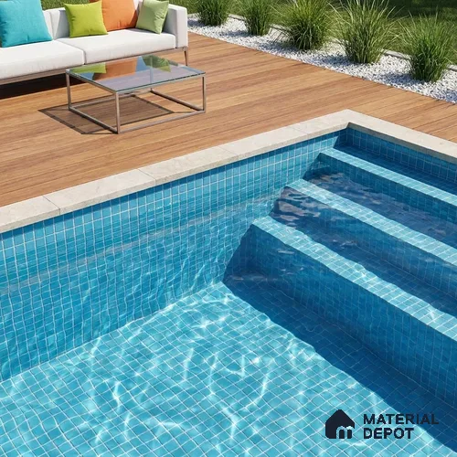 Swimming Pool Mosaic Tile TL 10676 I | 317.6 x 317.6 mm (Chip Size 25x25 mm) Glossy Finish Glass Tile - 5 mm | Suitable For Bathroom, Pool, Kitchen