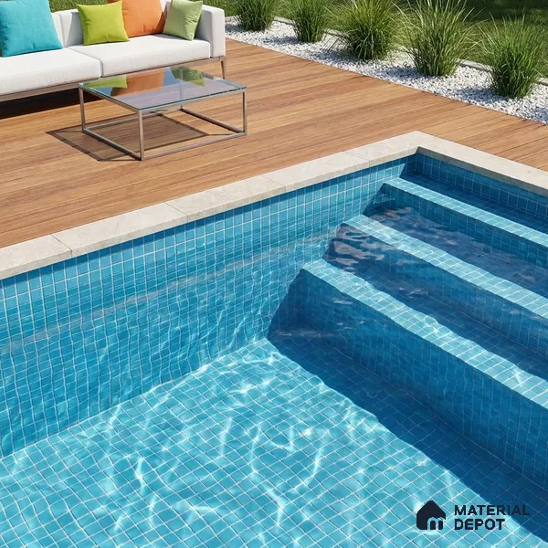 Swimming Pool Mosaic Tile TL 10676 I | 317.6 x 317.6 mm (Chip Size 25x25 mm) Glossy Finish Glass Tile - 5 mm | Suitable For Bathroom, Pool, Kitchen