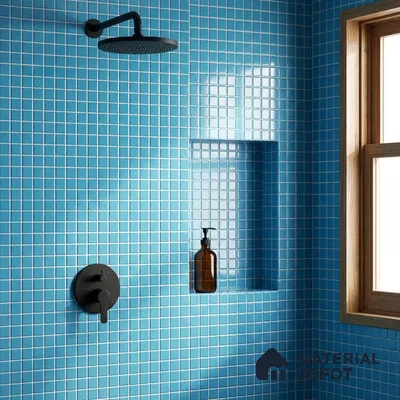 Swimming Pool Mosaic Tile TL 10676 J | 317.6 x 317.6 mm (Chip Size 25x25 mm) Glossy Finish Glass Tile - 5 mm | Suitable For Bathroom, Pool, Kitchen