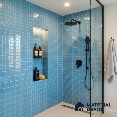 Swimming Pool Mosaic Tile TL 10676 K | 317.6 x 317.6 mm (Chip Size 25x25 mm) Glossy Finish Glass Tile - 5 mm | Suitable For Bathroom, Pool, Kitchen