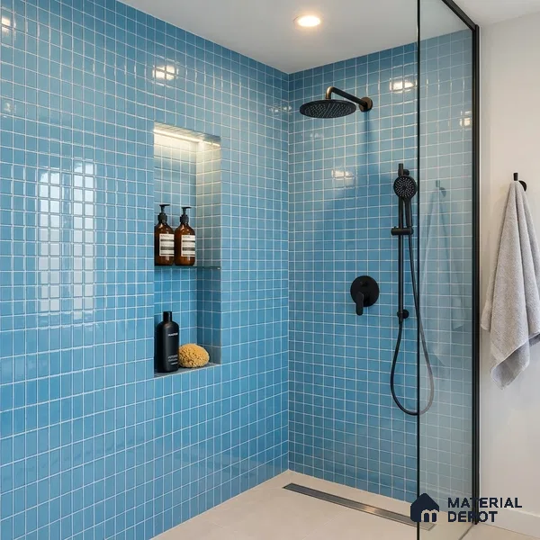Swimming Pool Mosaic Tile TL 10676 K | 317.6 x 317.6 mm (Chip Size 25x25 mm) Glossy Finish Glass Tile - 5 mm | Suitable For Bathroom, Pool, Kitchen