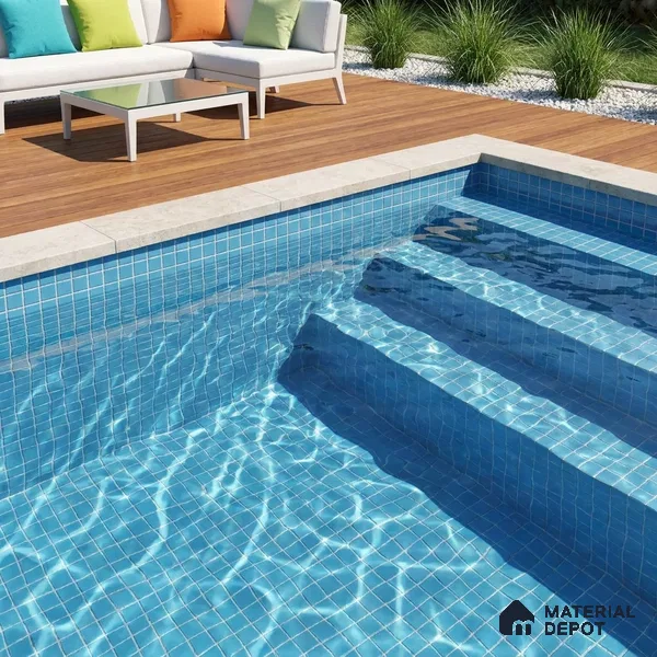 Swimming Pool Mosaic Tile TL 10676 K | 317.6 x 317.6 mm (Chip Size 25x25 mm) Glossy Finish Glass Tile - 5 mm | Suitable For Bathroom, Pool, Kitchen