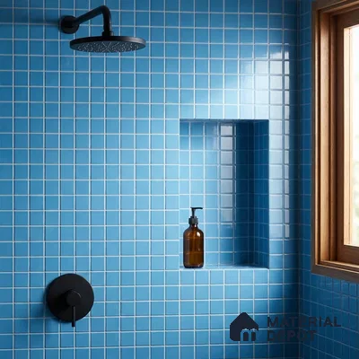 Swimming Pool Mosaic Tile TL 10676 L | 317.6 x 317.6 mm (Chip Size 25x25 mm) Glossy Finish Glass Tile - 5 mm | Suitable For Bathroom, Pool, Kitchen