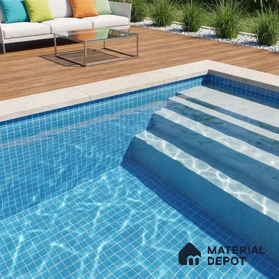 Swimming Pool Mosaic Tile TL 10676 L | 317.6 x 317.6 mm (Chip Size 25x25 mm) Glossy Finish Glass Tile - 5 mm | Suitable For Bathroom, Pool, Kitchen