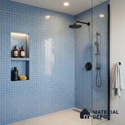 Swimming Pool Mosaic Tile TL 10676 | 317.6 x 317.6 mm (Chip Size 25x25 mm) Glossy Finish Glass Tile - 5 mm | Suitable For Bathroom, Pool, Kitchen