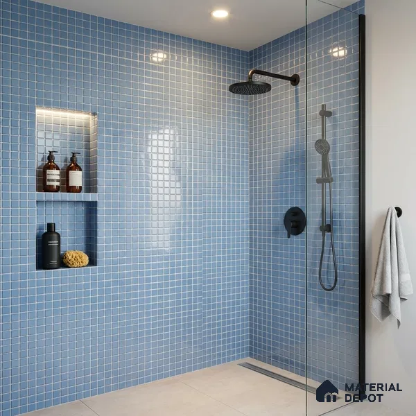 Swimming Pool Mosaic Tile TL 10676 | 317.6 x 317.6 mm (Chip Size 25x25 mm) Glossy Finish Glass Tile - 5 mm | Suitable For Bathroom, Pool, Kitchen