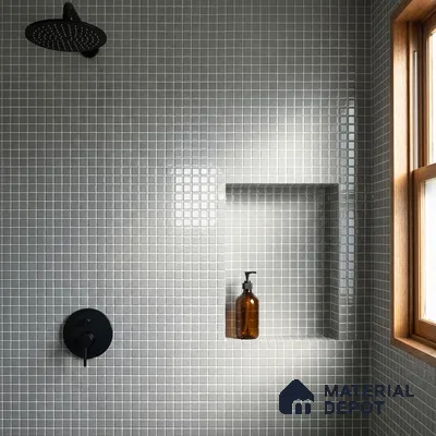Swimming Pool Mosaic Tile TL 10677 B | 317.6 x 317.6 mm (Chip Size 25x25 mm) Glossy Finish Glass Tile - 5 mm | Suitable For Bathroom, Pool, Kitchen