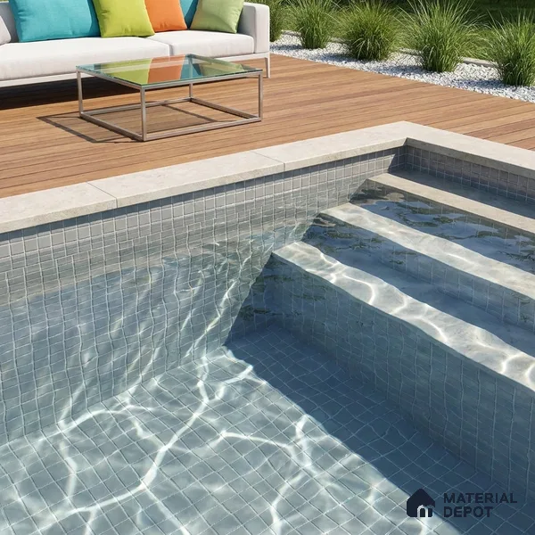 Swimming Pool Mosaic Tile TL 10677 B | 317.6 x 317.6 mm (Chip Size 25x25 mm) Glossy Finish Glass Tile - 5 mm | Suitable For Bathroom, Pool, Kitchen