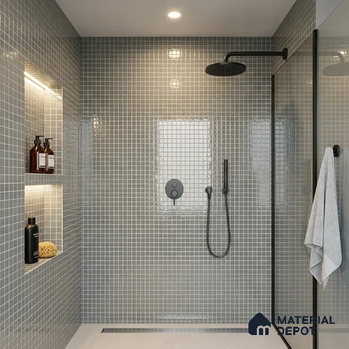 Swimming Pool Mosaic Tile TL 10677 C | 317.6 x 317.6 mm (Chip Size 25x25 mm) Glossy Finish Glass Tile - 5 mm | Suitable For Bathroom, Pool, Kitchen