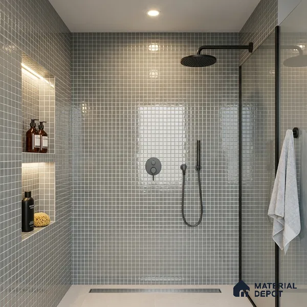 Swimming Pool Mosaic Tile TL 10677 C | 317.6 x 317.6 mm (Chip Size 25x25 mm) Glossy Finish Glass Tile - 5 mm | Suitable For Bathroom, Pool, Kitchen