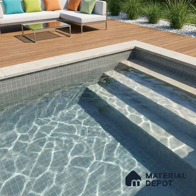 Swimming Pool Mosaic Tile TL 10677 C | 317.6 x 317.6 mm (Chip Size 25x25 mm) Glossy Finish Glass Tile - 5 mm | Suitable For Bathroom, Pool, Kitchen