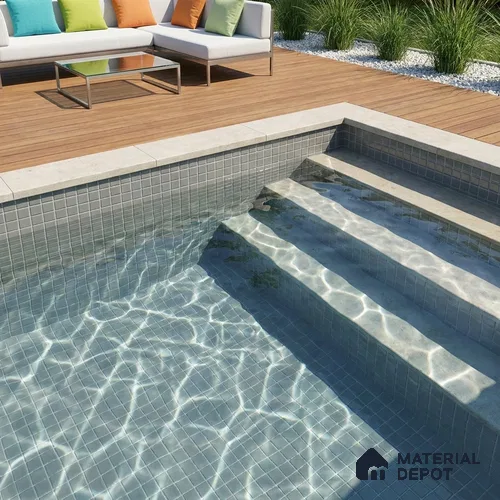 Swimming Pool Mosaic Tile TL 10677 C | 317.6 x 317.6 mm (Chip Size 25x25 mm) Glossy Finish Glass Tile - 5 mm | Suitable For Bathroom, Pool, Kitchen