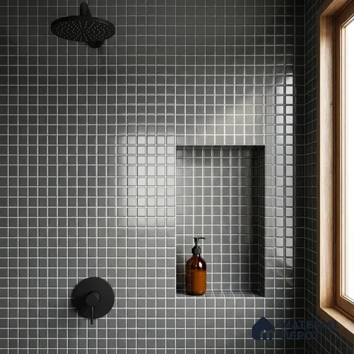 Swimming Pool Mosaic Tile TL 10677 D | 317.6 x 317.6 mm (Chip Size 25x25 mm) Glossy Finish Glass Tile - 5 mm | Suitable For Bathroom, Pool, Kitchen