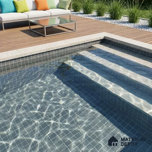 Swimming Pool Mosaic Tile TL 10677 D | 317.6 x 317.6 mm (Chip Size 25x25 mm) Glossy Finish Glass Tile - 5 mm | Suitable For Bathroom, Pool, Kitchen