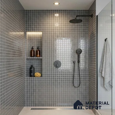 Swimming Pool Mosaic Tile TL 10677 E | 317.6 x 317.6 mm (Chip Size 25x25 mm) Glossy Finish Glass Tile - 5 mm | Suitable For Bathroom, Pool, Kitchen