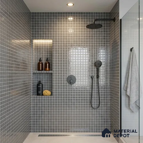 Swimming Pool Mosaic Tile TL 10677 E | 317.6 x 317.6 mm (Chip Size 25x25 mm) Glossy Finish Glass Tile - 5 mm | Suitable For Bathroom, Pool, Kitchen