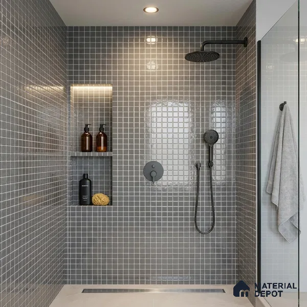 Swimming Pool Mosaic Tile TL 10677 E | 317.6 x 317.6 mm (Chip Size 25x25 mm) Glossy Finish Glass Tile - 5 mm | Suitable For Bathroom, Pool, Kitchen