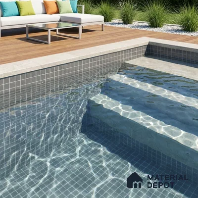 Swimming Pool Mosaic Tile TL 10677 E | 317.6 x 317.6 mm (Chip Size 25x25 mm) Glossy Finish Glass Tile - 5 mm | Suitable For Bathroom, Pool, Kitchen