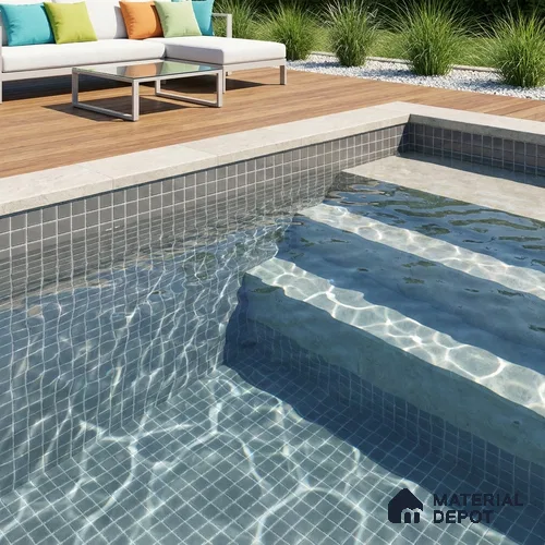 Swimming Pool Mosaic Tile TL 10677 E | 317.6 x 317.6 mm (Chip Size 25x25 mm) Glossy Finish Glass Tile - 5 mm | Suitable For Bathroom, Pool, Kitchen