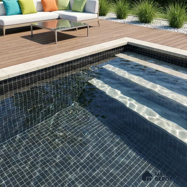 Swimming Pool Mosaic Tile TL 10677 F | 317.6 x 317.6 mm (Chip Size 25x25 mm) Glossy Finish Glass Tile - 5 mm | Suitable For Bathroom, Pool, Kitchen