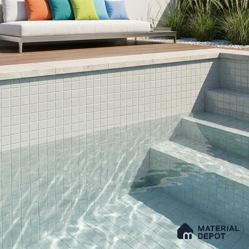 Swimming Pool Mosaic Tile TL 10677 | 317.6 x 317.6 mm (Chip Size 25x25 mm) Glossy Finish Glass Tile - 5 mm | Suitable For Bathroom, Pool, Kitchen