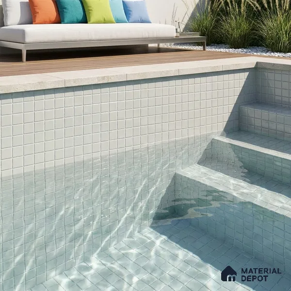 Swimming Pool Mosaic Tile TL 10677 | 317.6 x 317.6 mm (Chip Size 25x25 mm) Glossy Finish Glass Tile - 5 mm | Suitable For Bathroom, Pool, Kitchen