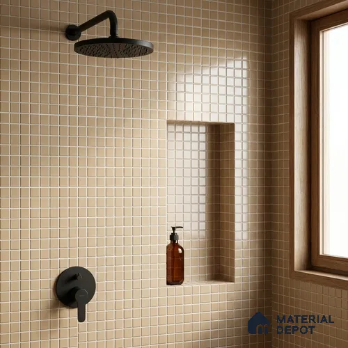 Swimming Pool Mosaic Tile TL 10678 B | 317.6 x 317.6 mm (Chip Size 25x25 mm) Glossy Finish Glass Tile - 5 mm | Suitable For Bathroom, Pool, Kitchen