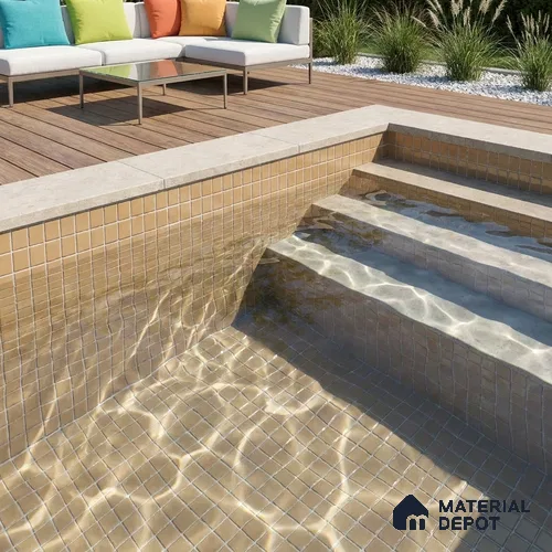 Swimming Pool Mosaic Tile TL 10678 C | 317.6 x 317.6 mm (Chip Size 25x25 mm) Glossy Finish Glass Tile - 5 mm | Suitable For Bathroom, Pool, Kitchen