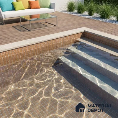Swimming Pool Mosaic Tile TL 10678 D | 317.6 x 317.6 mm (Chip Size 25x25 mm) Glossy Finish Glass Tile - 5 mm | Suitable For Bathroom, Pool, Kitchen
