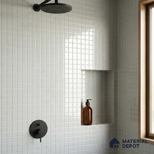 Swimming Pool Mosaic Tile TL 10678 | 317.6 x 317.6 mm (Chip Size 25x25 mm) Glossy Finish Glass Tile - 5 mm | Suitable For Bathroom, Pool, Kitchen
