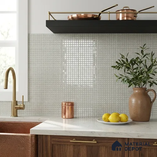 Swimming Pool Mosaic Tile TL 10678 | 317.6 x 317.6 mm (Chip Size 25x25 mm) Glossy Finish Glass Tile - 5 mm | Suitable For Bathroom, Pool, Kitchen