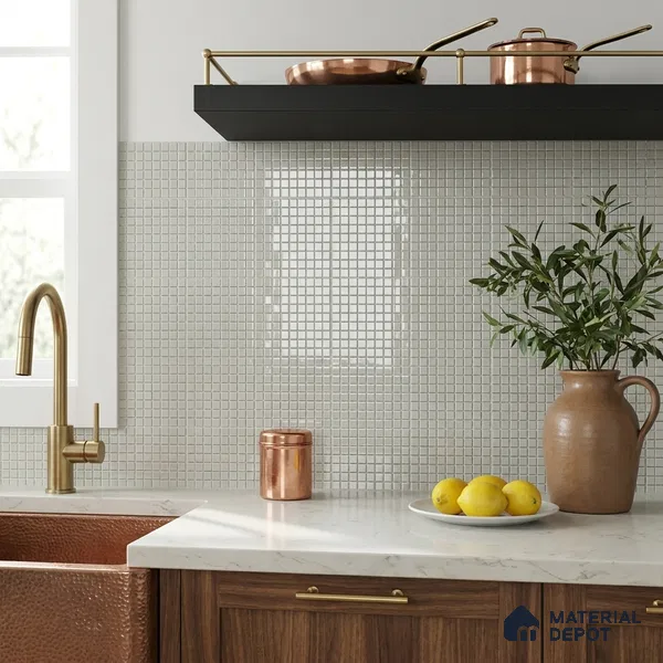 Swimming Pool Mosaic Tile TL 10678 | 317.6 x 317.6 mm (Chip Size 25x25 mm) Glossy Finish Glass Tile - 5 mm | Suitable For Bathroom, Pool, Kitchen