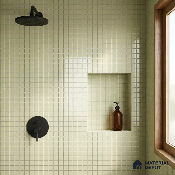 Swimming Pool Mosaic Tile TL 10679 | 317.6 x 317.6 mm (Chip Size 25x25 mm) Glossy Finish Glass Tile - 5 mm | Suitable For Bathroom, Pool, Kitchen