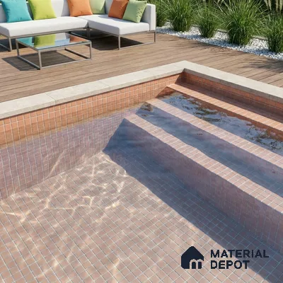 Swimming Pool Mosaic Tile TL 10680 D | 317.6 x 317.6 mm (Chip Size 25x25 mm) Glossy Finish Glass Tile - 5 mm | Suitable For Bathroom, Pool, Kitchen