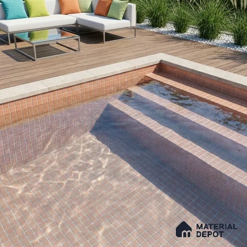 Swimming Pool Mosaic Tile TL 10680 D | 317.6 x 317.6 mm (Chip Size 25x25 mm) Glossy Finish Glass Tile - 5 mm | Suitable For Bathroom, Pool, Kitchen