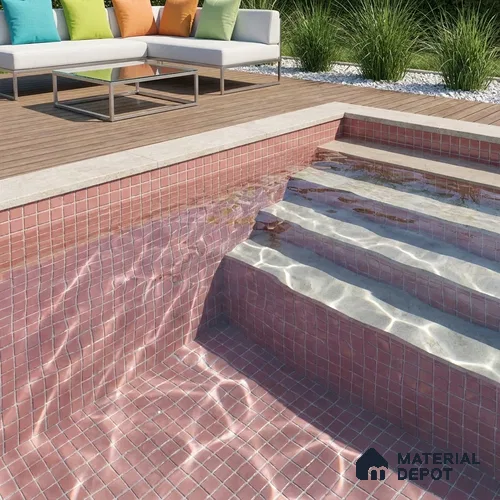 Swimming Pool Mosaic Tile TL 10680 F | 317.6 x 317.6 mm (Chip Size 25x25 mm) Glossy Finish Glass Tile - 5 mm | Suitable For Bathroom, Pool, Kitchen